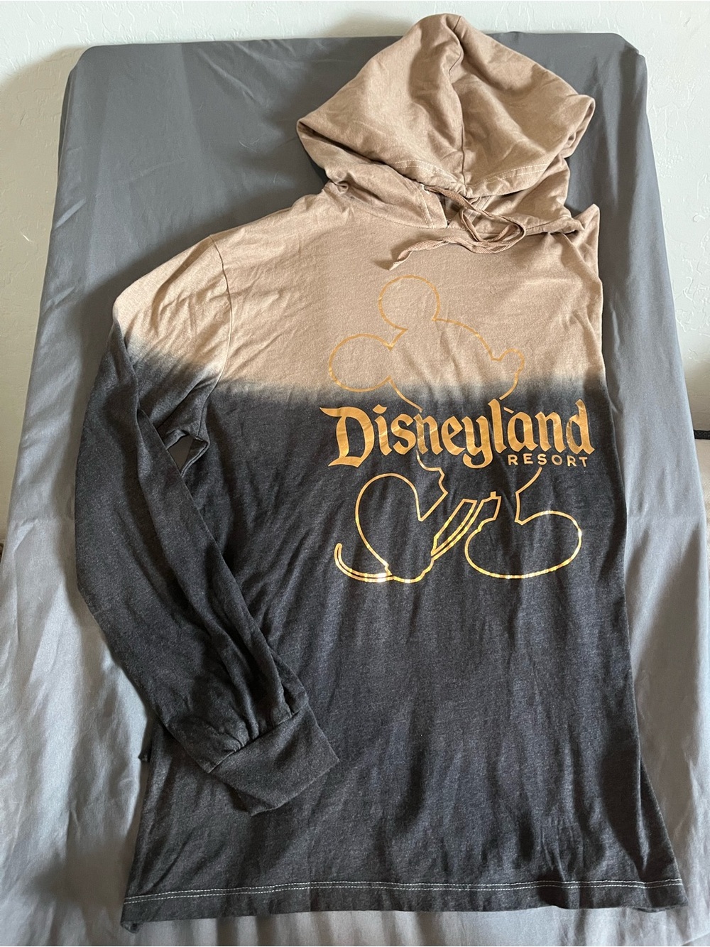 Women’s Ombre Brown to Black Hoodie Tee with Gold Logo Disney Paris